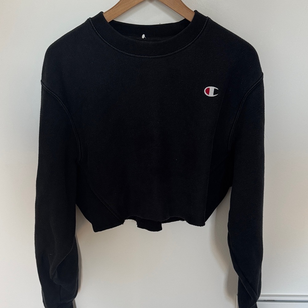 Champion Women's Black Cropped Hoodie